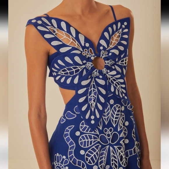 FARM Rio Navy and White Backless Dress - Picture 2 of 9